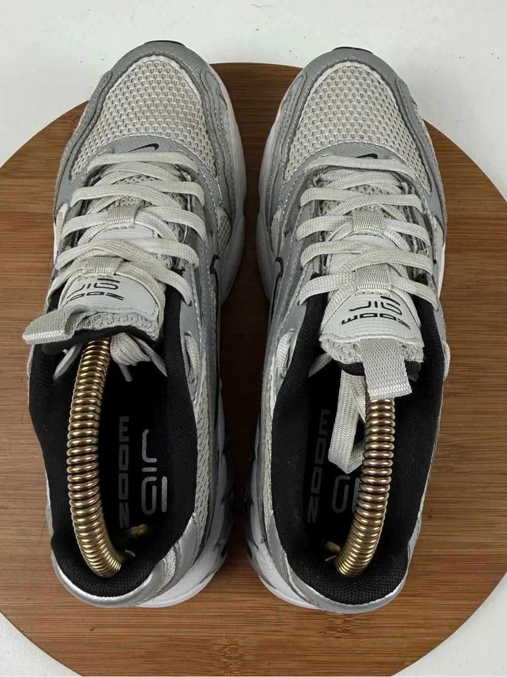 Nike Zoom Air Fire Silver Metallic Mesh Athletic Sneakers - Picture 5 of 10